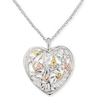 Silver Trio Toned Tree of Life Heart Necklace - Silver