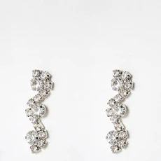 Silver Twila Fan Shape Triple Tier Drop Earrings - Gold