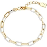 Silver Two-Tone Paperclip Bracelet - 17.5cm