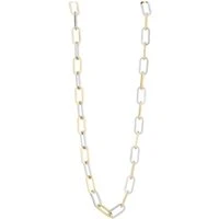 Silver Two-Tone Paperclip Necklace - 40cm