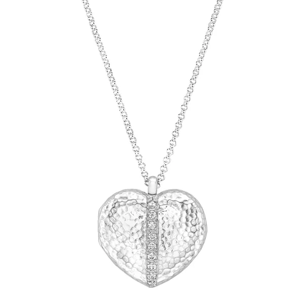 Silver White Sapphire 23mm Heart Lumiere Locket