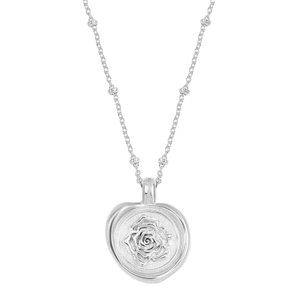 Silver Wild Rose Talisman Necklace
