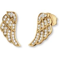 Silver Wing CZ Stud Earrings - Gold