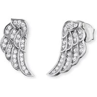 Silver Wing CZ Stud Earrings - Silver