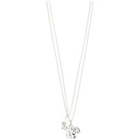 Silver Zhuri Flower Necklace 2 in 1 Set - Silver