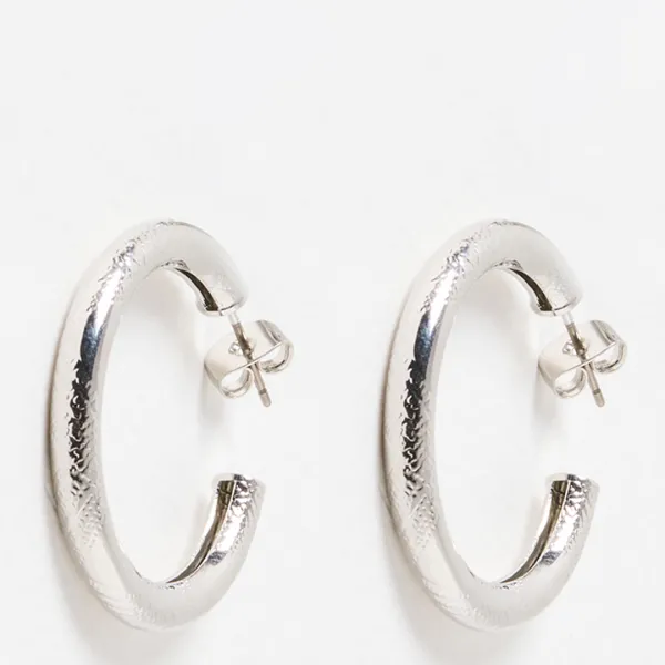 Silver Ziada Textured Mini Hoops