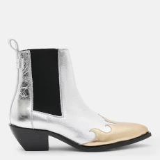 Silver/Gold Dellaware Leather Cuban Boots