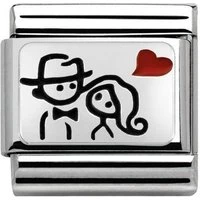 Silvershine Couple Heart Charm