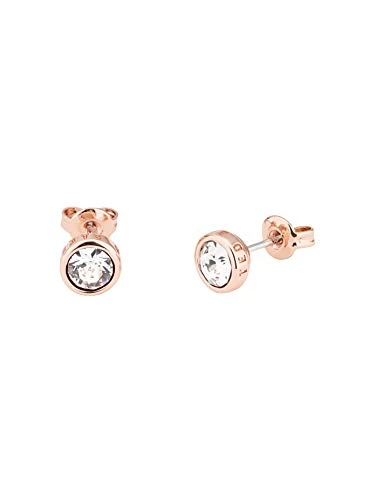 Sinaa Crystal Stud Earrings For Women (Rose Gold/Crystal)