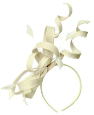 Sinamay Headband Swirl Fascinator For Women Wedding Ascot Races (Cream)