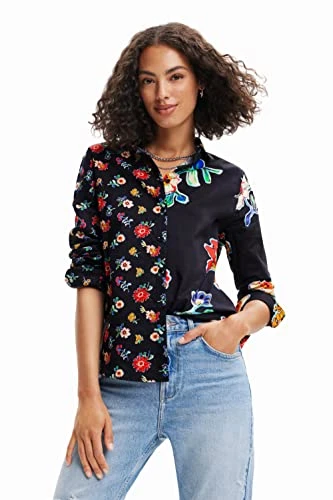 Singapur Floral Mixed Print Long Sleeve Shirt 23SWCW36 Black