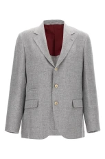 Single-Breasted Linen Blend Blazer Size IT