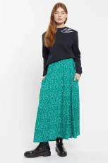 Siri Naive Ditsy Print Midi Skirt - green Viscose 4