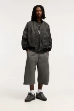 Skater Jogger Bermuda Shorts With Seams - Dark grey