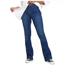 Skinny Jeans, Women's Wide Leg Jeans Plus Size for Women Bootcut Black Jeggings 20 Women's No-Button Stretch Flare Jeans Pull On Denim Pants Regular Fit Jean 12 Boyfriend Jeans (L, Dark Blue)