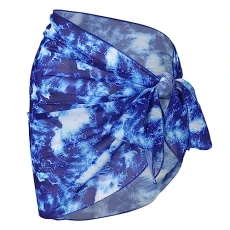 Skirt Women Swimsuit Smock Beach Wrap Dress Swimsuit Bikini Smock Riding Apron, blue, One size