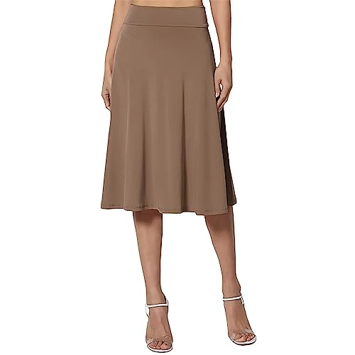 Skirt Women's Summer Knee-Length Airy Midi Skirt Women's Summer Elegant High Waist Maxi Skirt Stretch Skirts Casual A-line Skirt Bodycon Flared Skirt Ruffle Bodycon Pencil Skirt Pleated Skirt, khaki,
