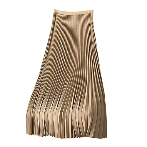 Skirts for Women UK Clearance Pleated High Elastic Waist Long Skirts Ladies Vintage Elegant A-line Midi Skirt Loose Flowy Swing Business Casual Skirts Going Out Work Office Skirts for Girls