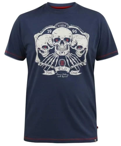 Skull Pattern Classic T-Shirt Graphic Cotton Short Sleeve Big Mens Cook (UK, Alpha, 5XL, Regular, Regular, Blue)