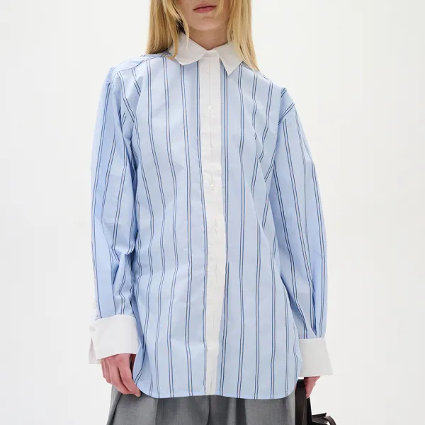 Sky Blue Stripe Mylee Collar Shirt - Blue