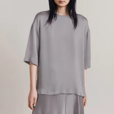 Slate Satin T hirt Blouse ilver