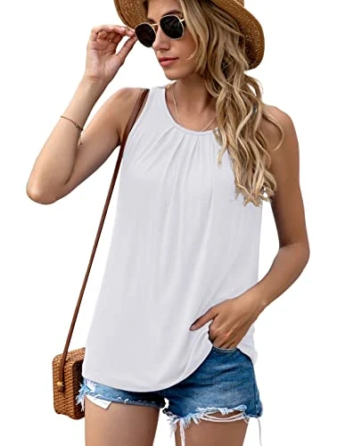 Sleeveless Cami Soft Summer Basic Top Cotton Flattering Tank for Woman(XX-Large, White)