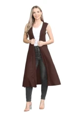 Sleeveless Women's Cardigans Stylish and Versatile Open Collared Long Boyfriend Cardigans for Women UK, Perfect Ladies Cardigan for Layering Over Summer Dresses Brown