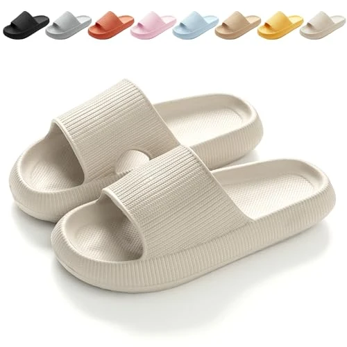 Sliders Cloud Slippers Women Men，Non-Slip Mens Womens Slippers Cloud Sliders，Soft Flip F