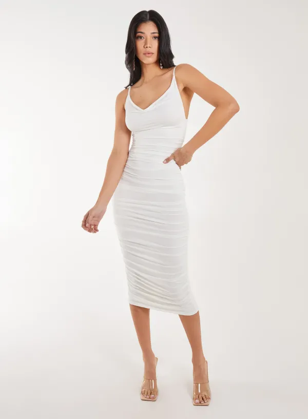 Slinky Cowl Midi Dress IVORY