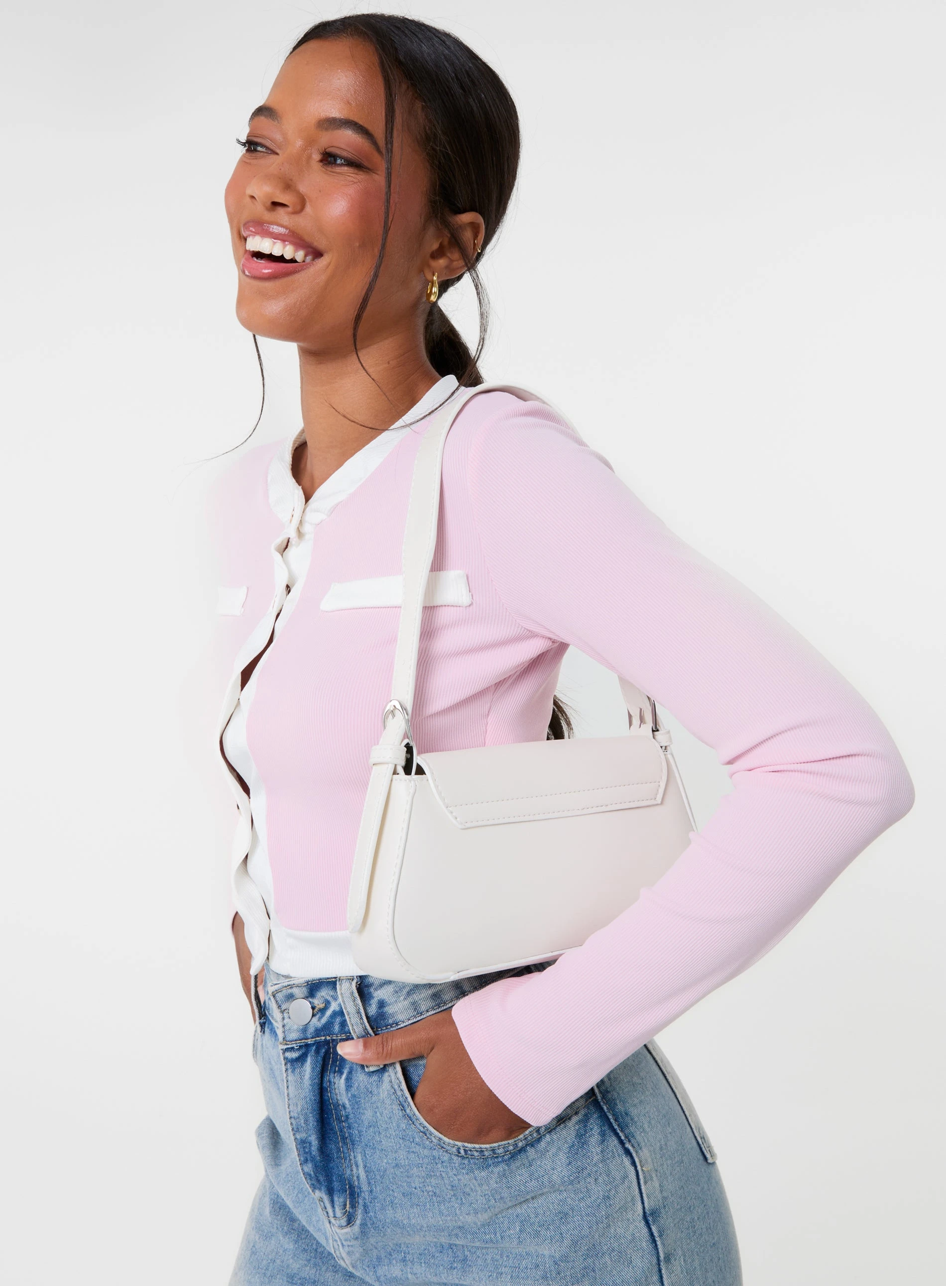 Slinky Two Tone Cardigan / PINK
