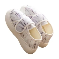 Slippers for Elderly Women Soft Thick Memory Foam Slipper Cosy Warm Casual Unisex Slippers Open Toe Anti-Slip Rubber Sole Shoes Cozy Plush Outdoor Winter Purple