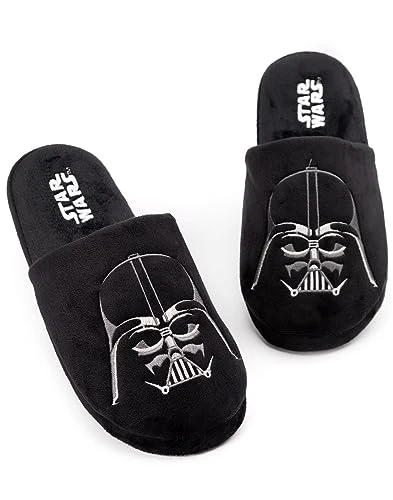 Slippers For Men | Adults Dark Side Darth Vader House Shoes | Novelty Merchandise Gifts For Him | Memory Foam Polyester Slip On 11-12 UK