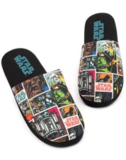 Slippers Men | Adults Comic Slip-On House Shoes | Merchandise Gifts for Him 9-10 UK Black