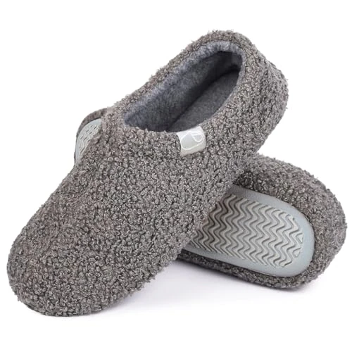 Slippers Women Ladies Fuzzy Memory Foam Winter Comfort House Curly Fur Fleece Lining Lightweight Bre