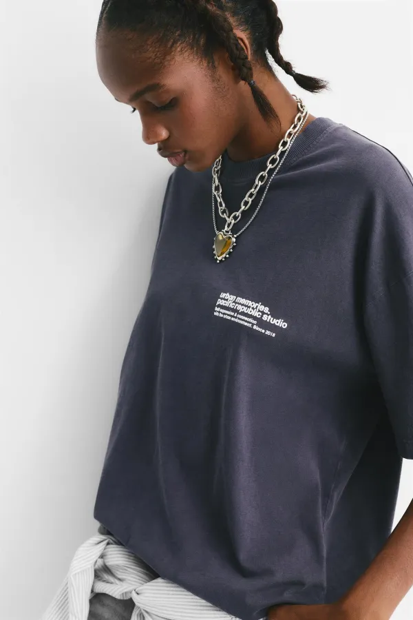 Slogan T-Shirt - Deep blue