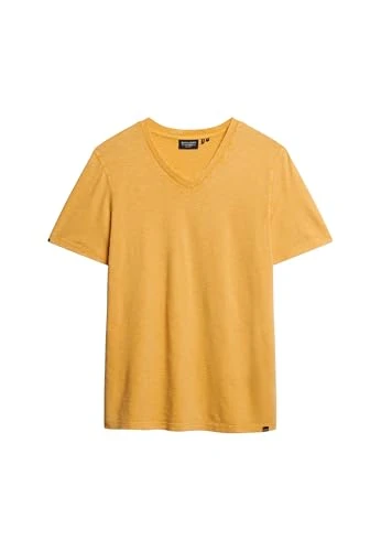 Slub Short Sleeve V Neck T-Shirt XL Yellow