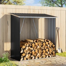 Small Black Garden Outdoor Metal Firewood Log Storage Shed