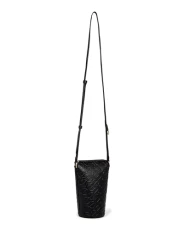Small Pot Crossbody, Black Wave Leather, S
