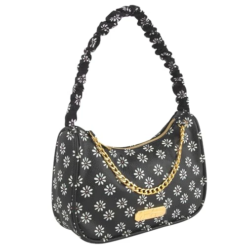Small Wristlet Date Night Clutch Purses for Women Formal, Wedding Guest, Prom Purses, Black Daisies