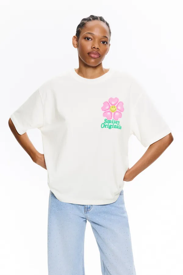 Smiley Flower T-Shirt - Ice