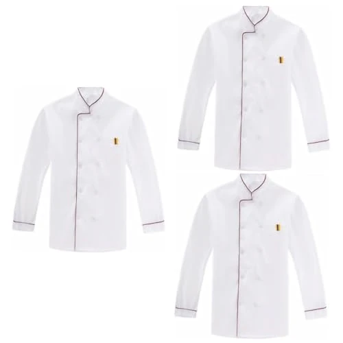 Snack Foods Light Jackets 3pcs White Outfits for Women Men Short Sleeve Shirt White Chef Coat White 