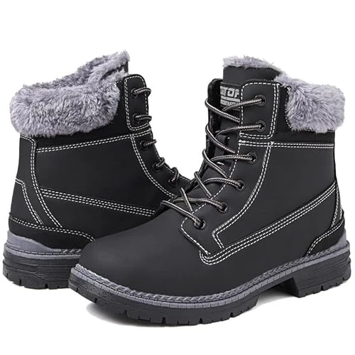 Snow Boots Womens Winter Boots Waterproof Ankle Boots Warm Fur Lined Walking Boots Ladies Hiking Boo