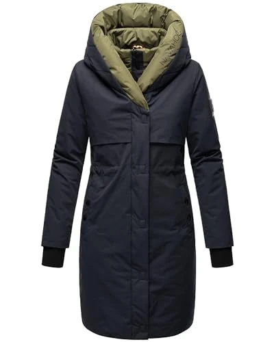 Snowelf Women's Winter Coat Warm Parka Long with Hood XS-XXL, navy, M