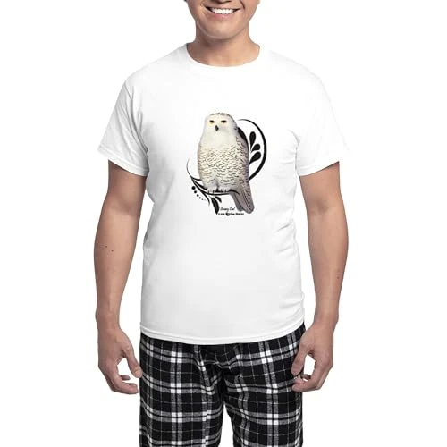 Snowy Owl Men's Light Pajamas Men's Novelty Pyjama Set, Comfortable PJ Sleepwear
