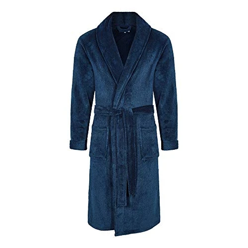 Socks Uwear  Mens Knightsbridge Fleece Dressing Gown - Navy Blue M/L