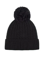 SOCKSHOP Ladies Ellery Cable Turnover Cuff Pom Pom Hat Pack of 1 Black One Size