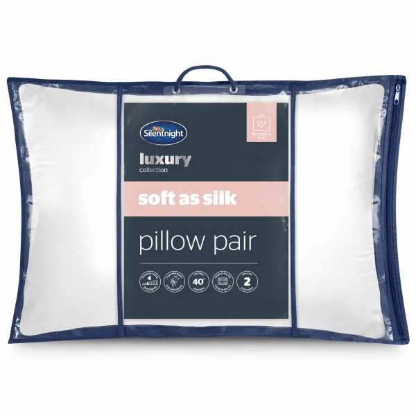 Soft As Silk Pair Of Pillows - White