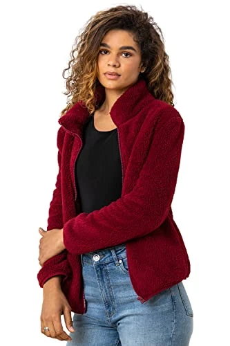 Soft Sherpa Fleece Jacket for Women UK - Ladies Autumn Everyday Winter Holiday Pull-On Comfy Soft Va