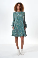 Sola Naïve Posy Print Long Sleeve Mini Dress - Teal - green