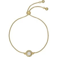 Soleta Gold Solitaire Sparkle Halo Bracelet - Adjustable